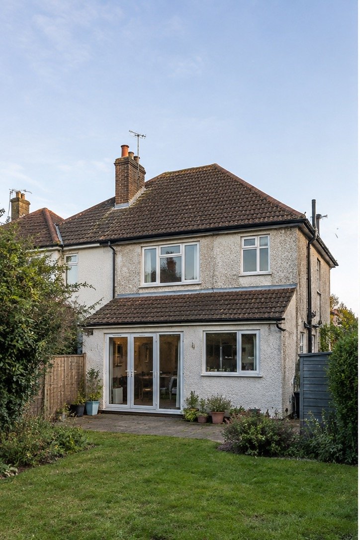 Rear of semi-detached house before extension and loft conversion